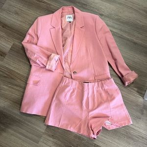 Pink Zara Suit Set - Blazer & Shorts